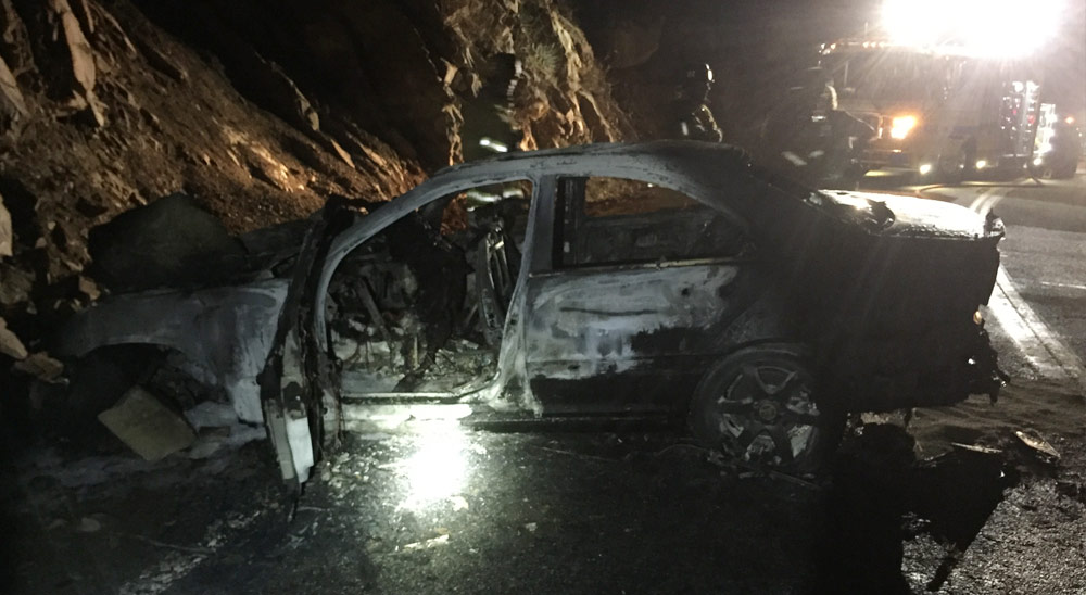 DUI accident - burnt car